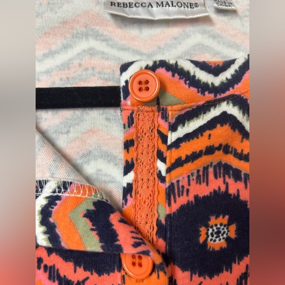 Coastal Cowgirl Rebecca Malone Orange/Navy Southwest Print Cardigan. Size XL. - Picture 4 of 10